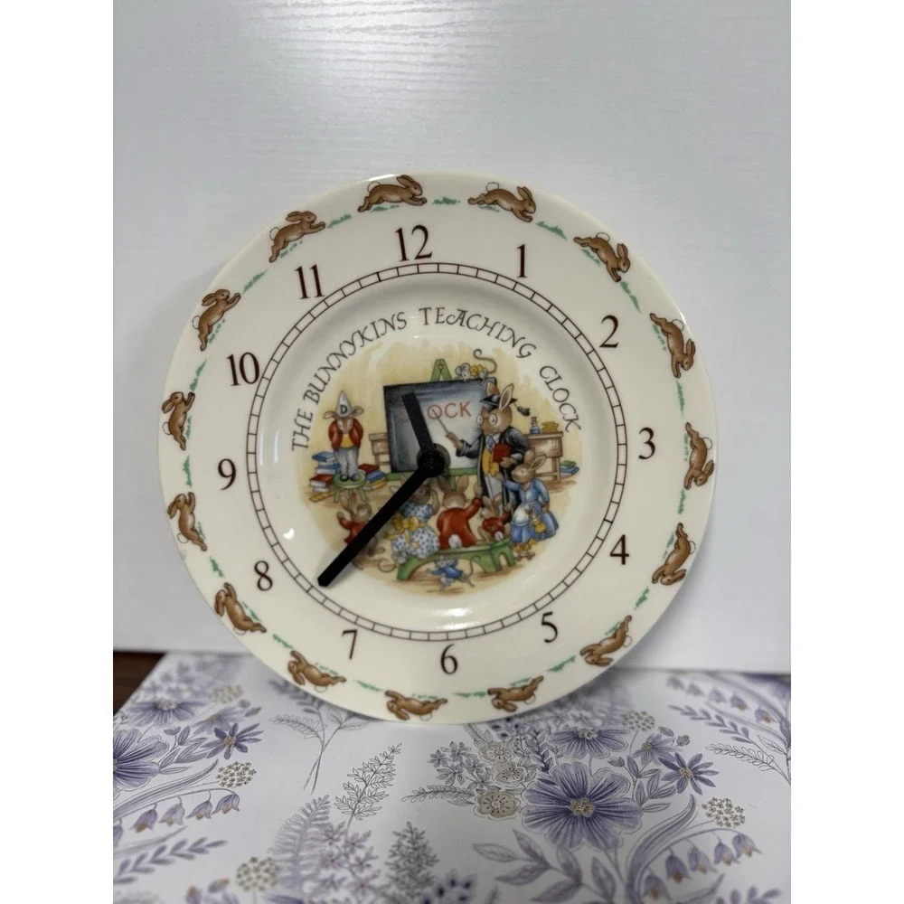Royal Doulton Bunnykins Teaching Clock 1984 Golden